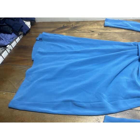 ST. JOHN Blue Ruched Knit Silk Blend Sheath Dress Size 4 - Picture 5 of 13